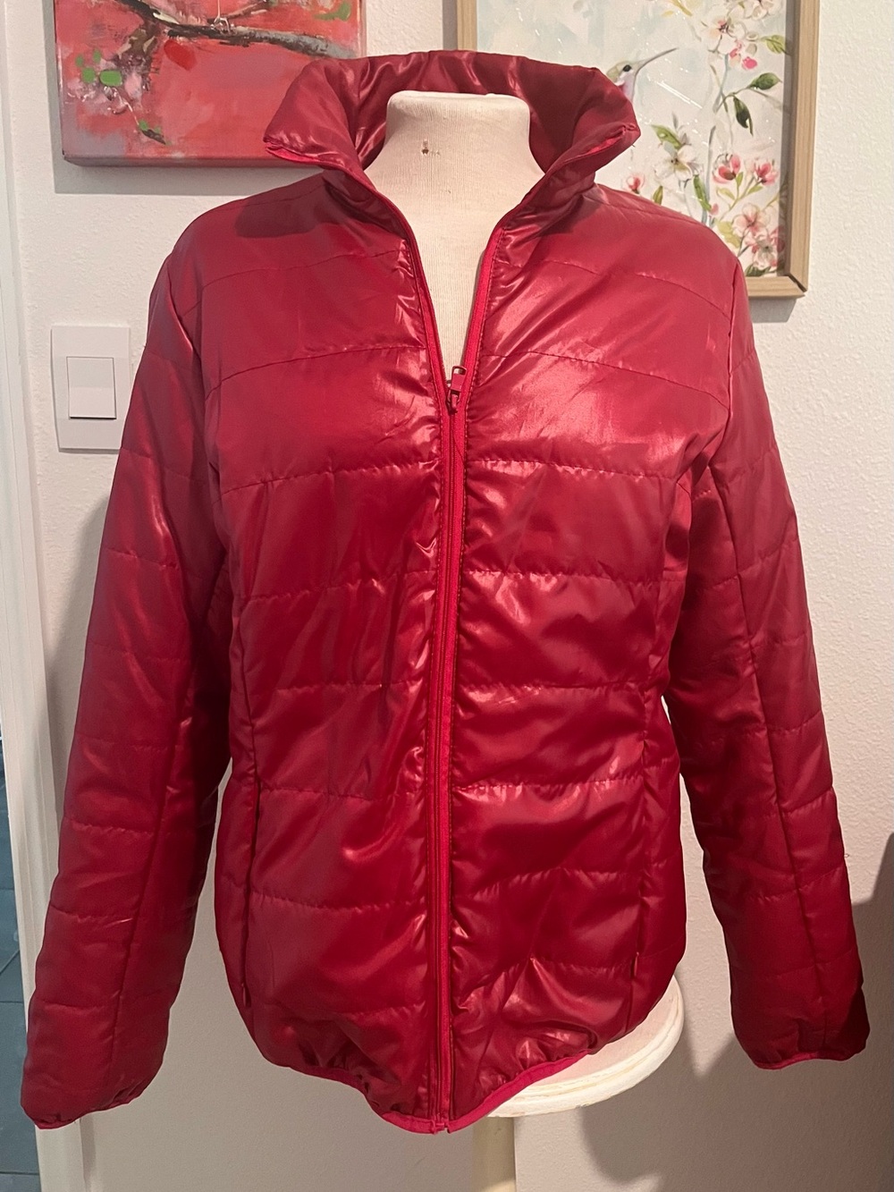 west loop Red Quilted Puffer Jacket